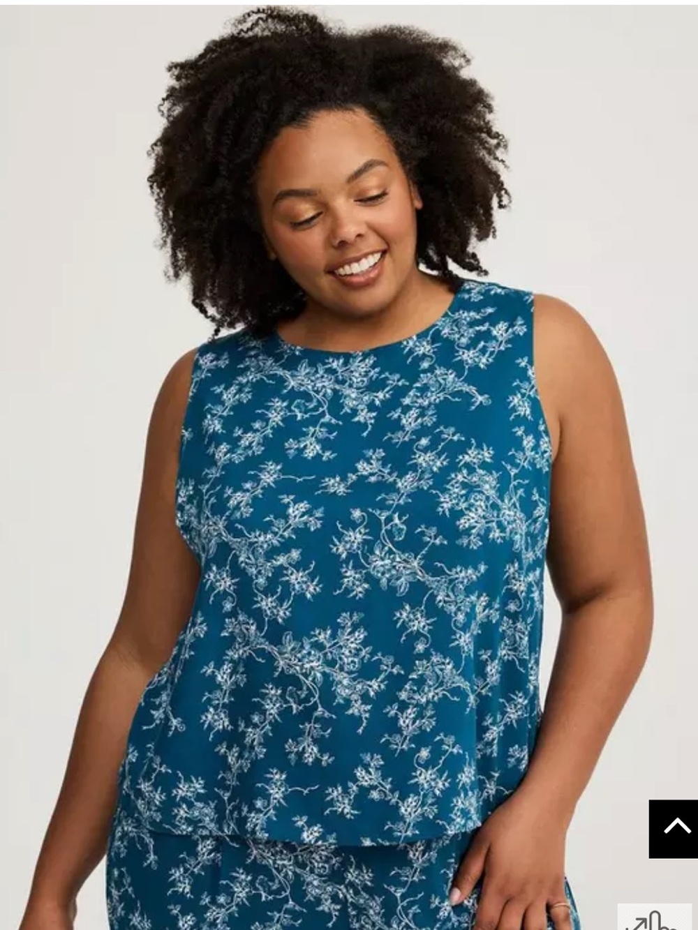 NWT Torrid challis shell top Classic Toile Legion Blue size 1X